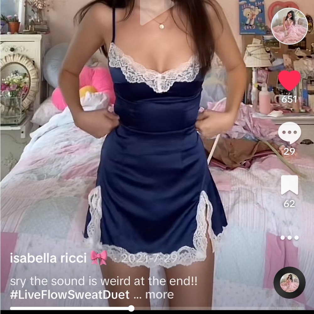 lovers & friends revolve cassandra lace slip dress in navy